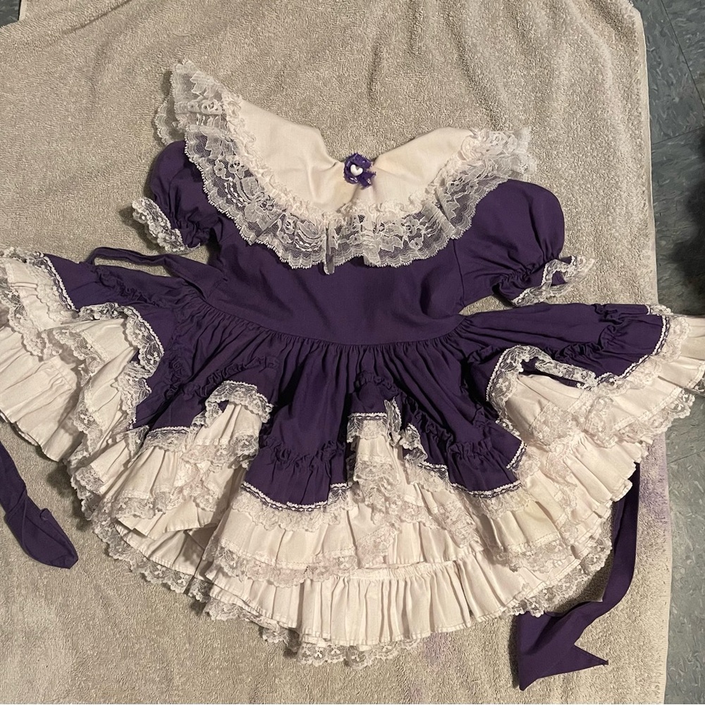 Vintage Lil Dolly Purple and White Lace Kids Dress
